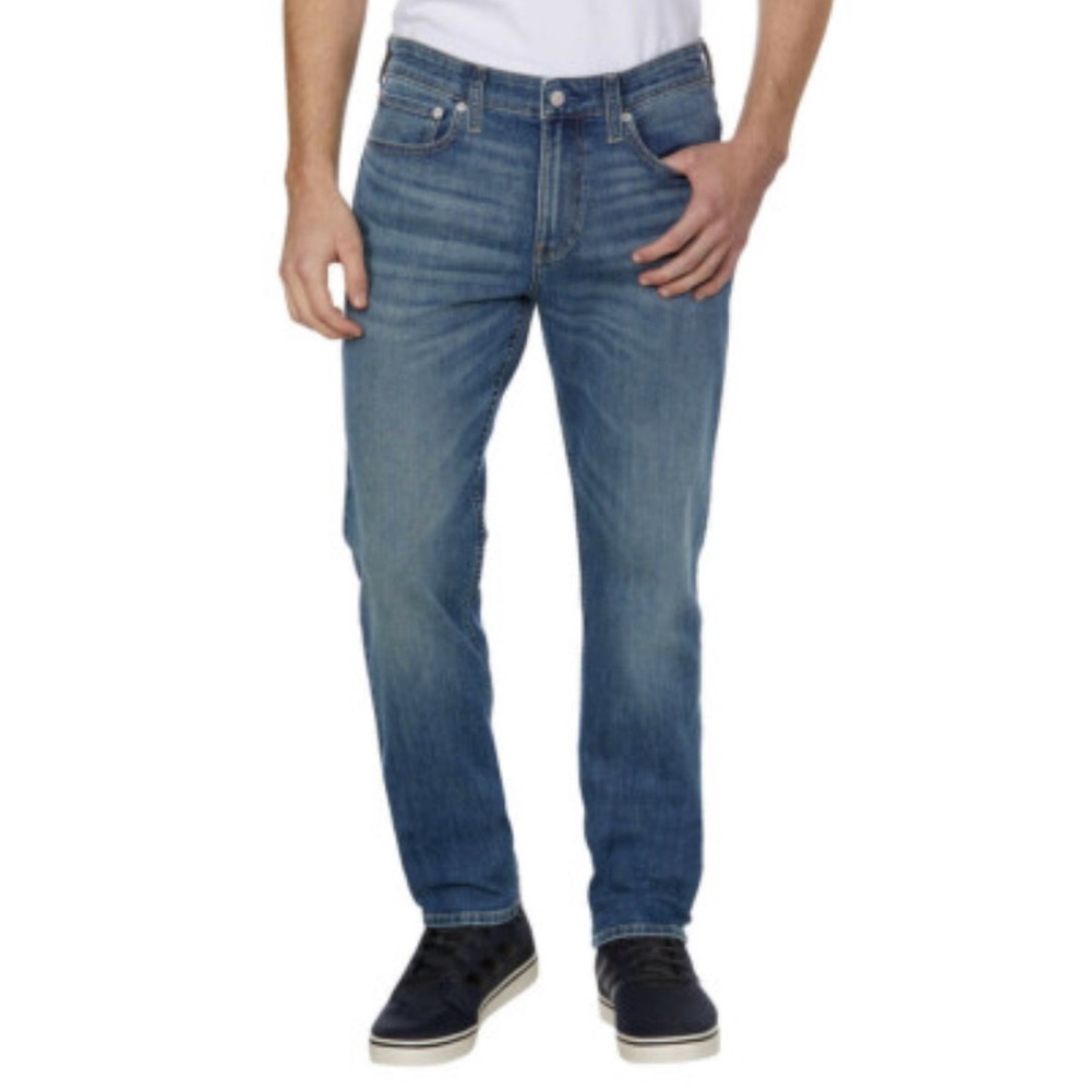 NWT Calvin Klein Men’s Slim Straight Jeans W29 x L30 Medium Wash Whiskered Denim